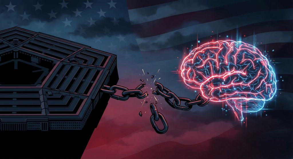 Pentagon stempler Anthropic som sikkerhedsrisiko — illustration af konflikten mellem militæret og AI-industrien